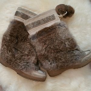 Coach Rabbit Fur and Suede Boots